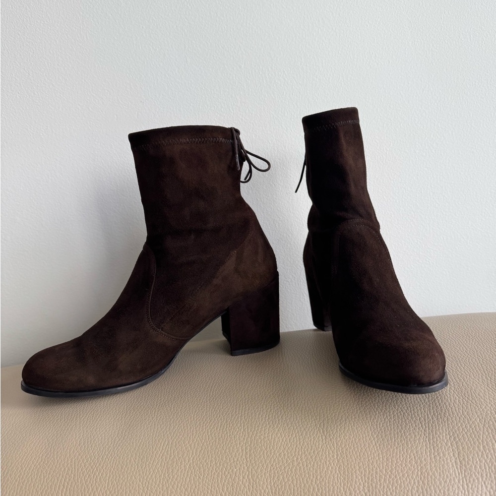 Stuart Weitzman Dark Brown Suede Heeled Boots